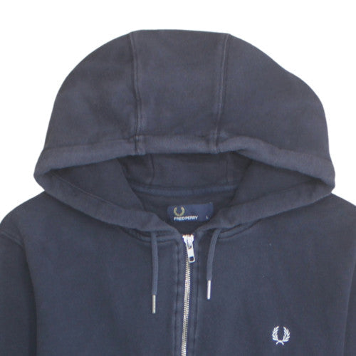 Fred Perry Mens Blue Full Zip Hoodie Size L Classic Logo