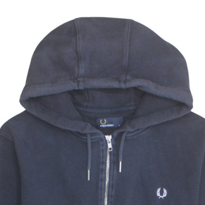 Fred Perry Mens Blue Full Zip Hoodie Size L Classic Logo