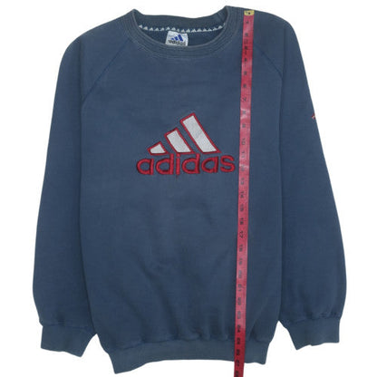 Adidas Men Blue Large Crew Neck Embroidered Logo Sweatshirt