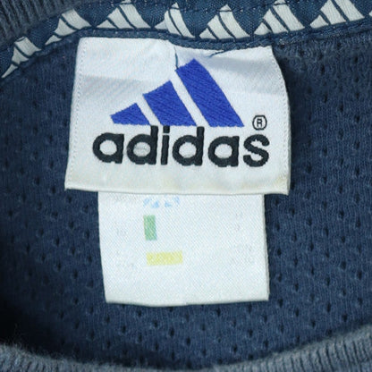Adidas Men Blue Large Crew Neck Embroidered Logo Sweatshirt