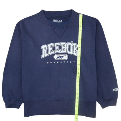 Reebok Women Navy Blue 10 Sweatshirt Crew Neck Pullover Cotton Blend