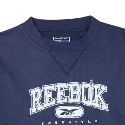 Reebok Women Navy Blue 10 Sweatshirt Crew Neck Pullover Cotton Blend