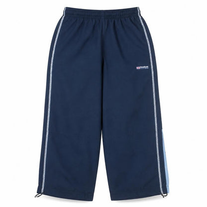 Front view of Reebok boys’ navy blue track pants, size M, elastic waist classic style