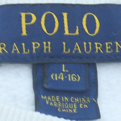 Ralph Lauren Polo Suisse White Teens L Pullover Sweatshirt