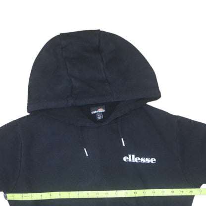 Ellesse Womens Black Cropped Pullover Hoodie UK 8 Cotton Blend
