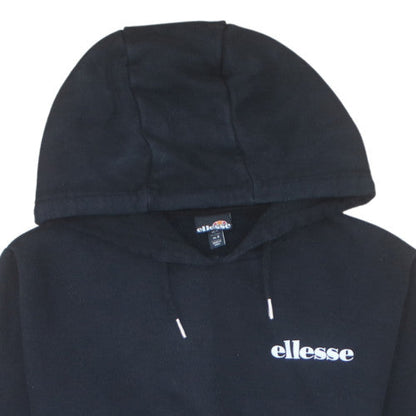 Ellesse Womens Black Cropped Pullover Hoodie UK 8 Cotton Blend