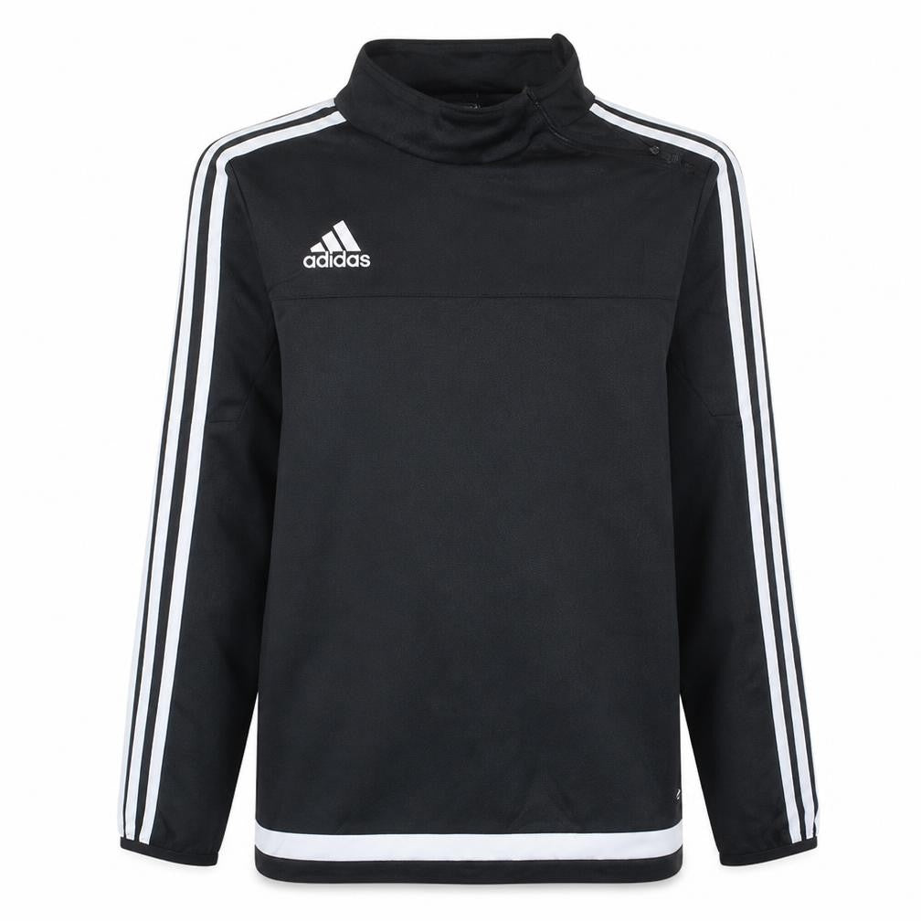Front view of Adidas boys’ black 13-14 years 1/4 zip sports pullover sweatshirt