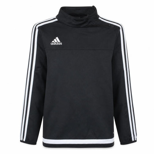 Front view of Adidas boys’ black 13-14 years 1/4 zip sports pullover sweatshirt