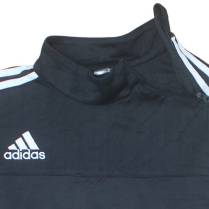 Adidas Boys Black 13-14 Years 1/4 Zip Sports Pullover Sweatshirt