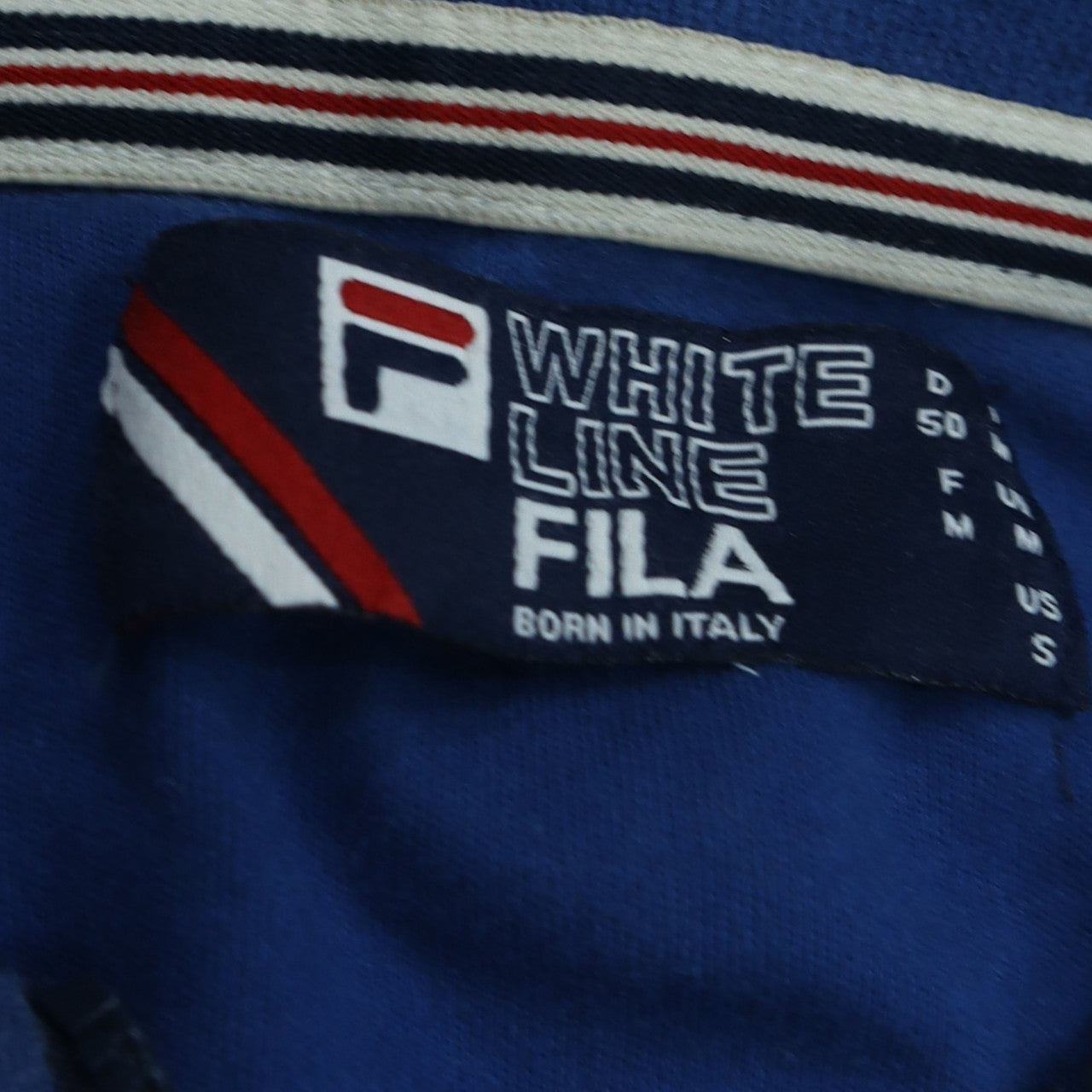 Fila Men's Blue White Track Jacket Size M Cotton Full Zip
