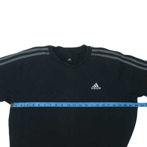 Adidas Mens Black Crew Neck Sweatshirt Regular Fit M Sports Pullover