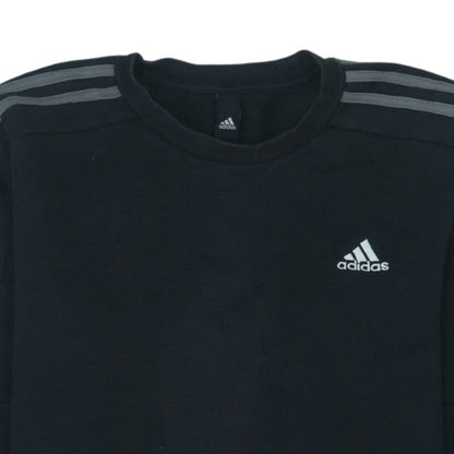 Adidas Mens Black Crew Neck Sweatshirt Regular Fit M Sports Pullover