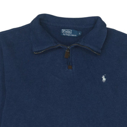 Ralph Lauren Men's Blue Cotton 1/4 Zip Jumper Size L Classic Fit