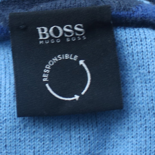 Hugo Boss Men's Blue Cotton Blend Crew Neck Pullover Jumper M