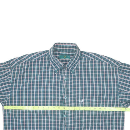 Fred Perry Men's Blue Check Button-Up Cotton Shirt M