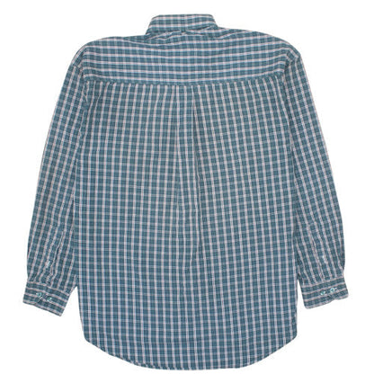 Fred Perry Men's Blue Check Button-Up Cotton Shirt M