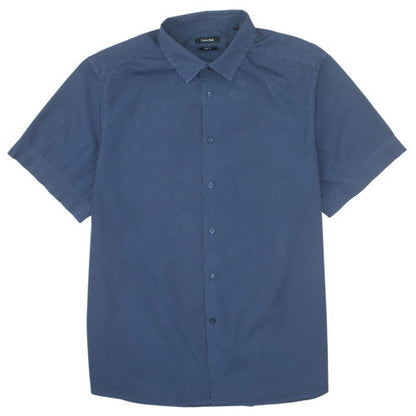 Calvin Klein Men's Blue Slim Fit Short Sleeve Cotton Shirt M