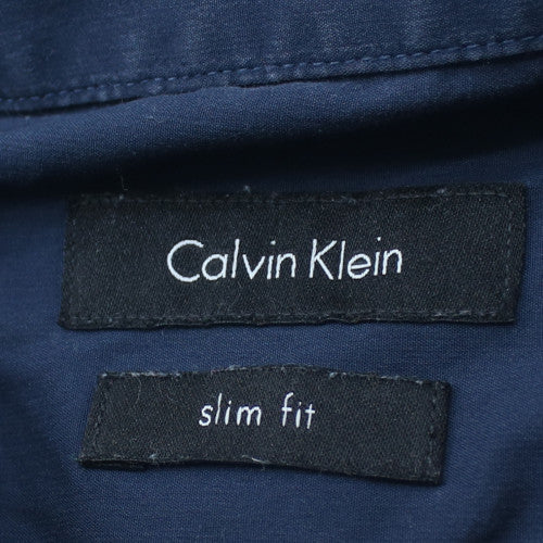 Calvin Klein Men's Blue Slim Fit Short Sleeve Cotton Shirt M