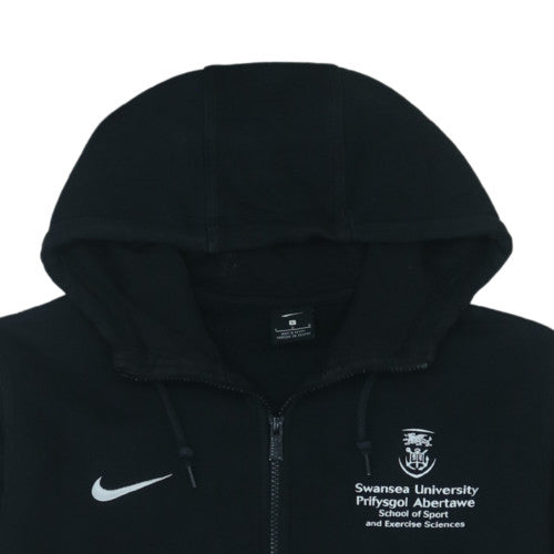 Nike Men's Black Full Zip Hoodie L Swansea University Logo