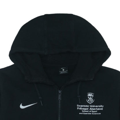 Nike Men's Black Full Zip Hoodie L Swansea University Logo