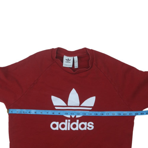 Adidas Men Red 2XL Pullover Crew Neck Sweatshirt Sports Logo