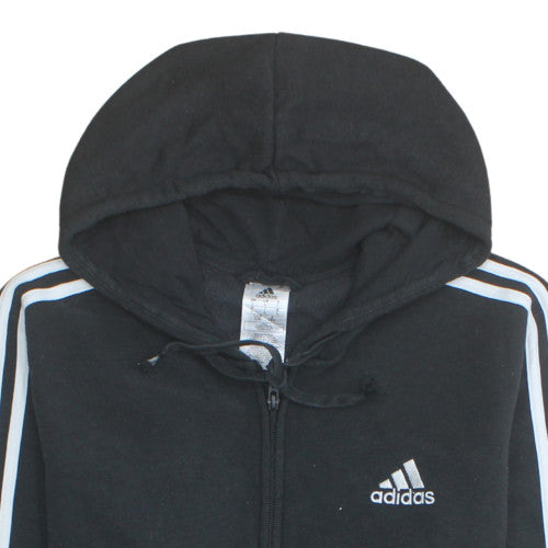 adidas Men's Black Full Zip Hoodie L Sports Fleece Sweatshirt