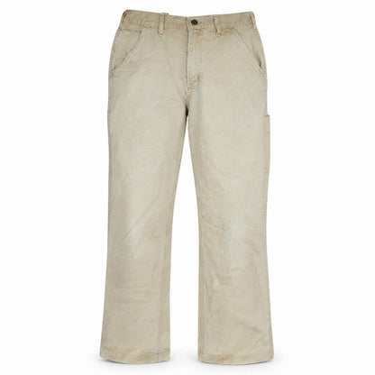 Carhartt Mens Beige Straight Jeans Size 34 Canvas Cotton Workwear