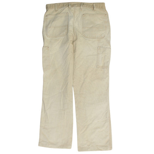 Carhartt Mens Beige Straight Jeans Size 34 Canvas Cotton Workwear