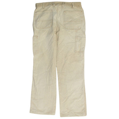 Carhartt Mens Beige Straight Jeans Size 34 Canvas Cotton Workwear