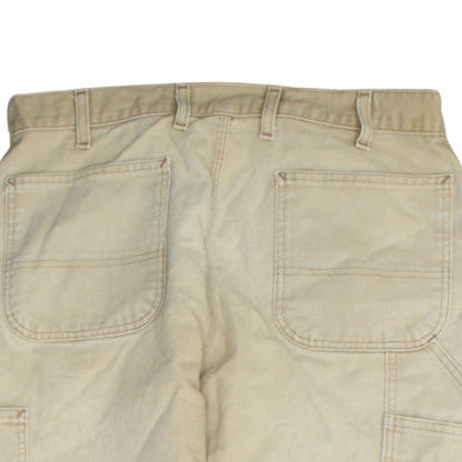 Carhartt Mens Beige Straight Jeans Size 34 Canvas Cotton Workwear