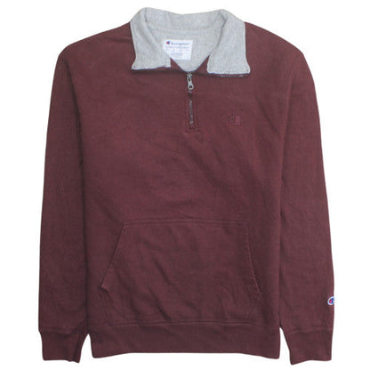 Champion Men's Brown 1/4 Zip Fleece Sweatshirt M Regular Fit