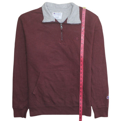 Champion Men's Brown 1/4 Zip Fleece Sweatshirt M Regular Fit