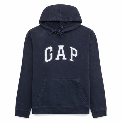 Gap Men’s Blue Pullover Hoodie Medium Fleece Logo Hooded Sweatshirt