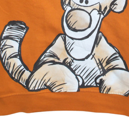Disney Girls Orange Tigger Hoodie - Medium 10-12 Years Pullover Fleece