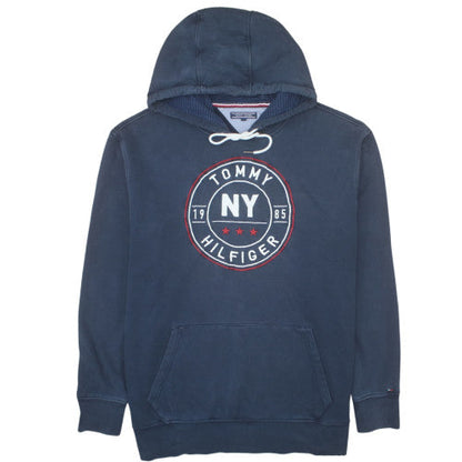 Tommy Hilfiger Men's Blue Pullover Hoodie Size M NY Logo Sweatshirt