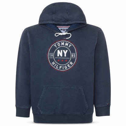 Tommy Hilfiger Men's Blue Pullover Hoodie Size M NY Logo Sweatshirt