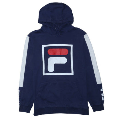 Fila Men’s Blue Pullover Hoodie L Sports Logo Graphic Sweatshirt