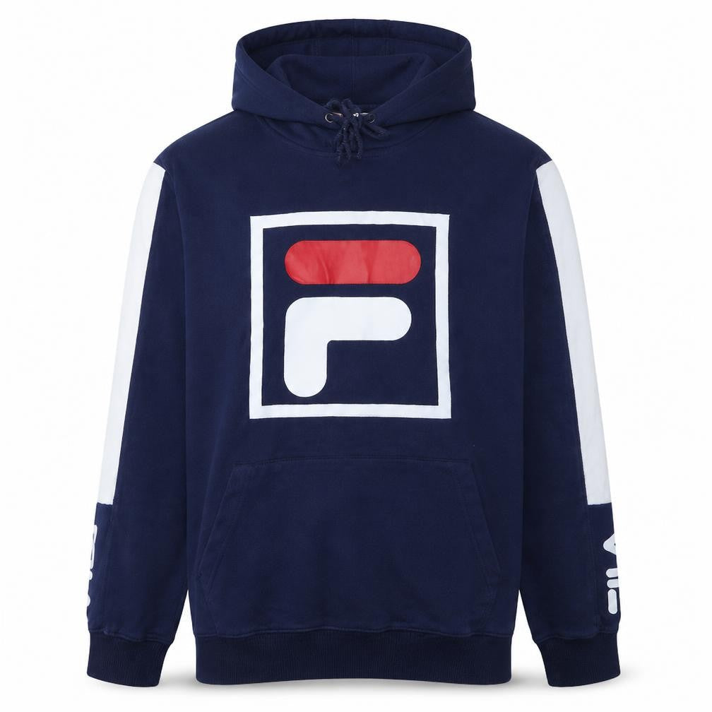 Fila Men’s Blue Pullover Hoodie L Sports Logo Graphic Sweatshirt