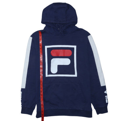 Fila Men’s Blue Pullover Hoodie L Sports Logo Graphic Sweatshirt