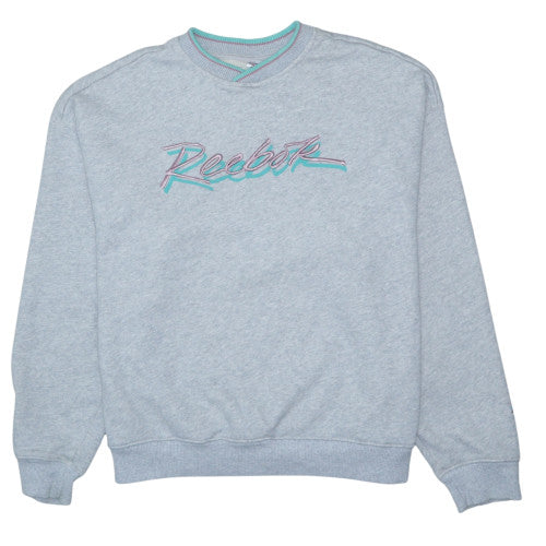 Reebok Womens Grey Crew Neck Pullover Sweatshirt Size 3XL