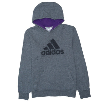 Adidas Men's Grey Hoodie Medium Pullover Logo Cotton Blend