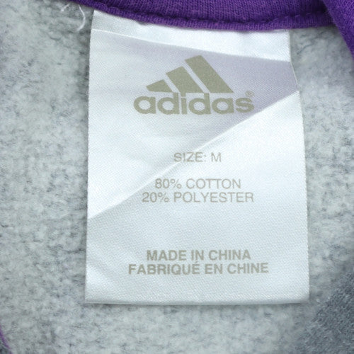 Adidas Men's Grey Hoodie Medium Pullover Logo Cotton Blend