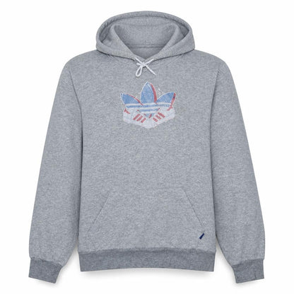 Adidas Men Grey Pullover Hoodie Medium Logo Sports Fleece