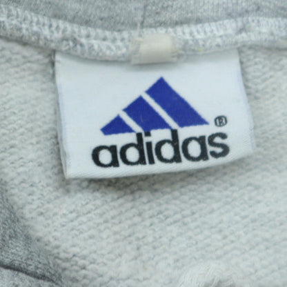 Adidas Men Grey Pullover Hoodie Medium Logo Sports Fleece