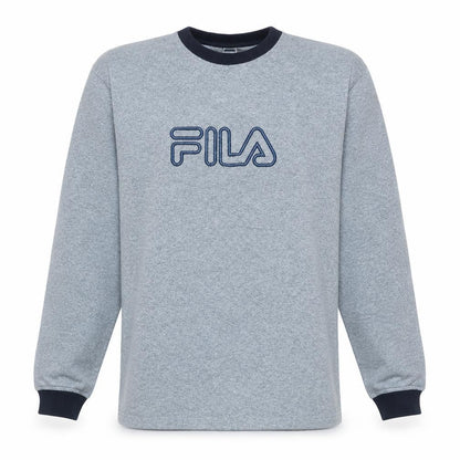 Fila Men’s Grey 2XL Pullover Fleece Sweatshirt Crew Neck Logo