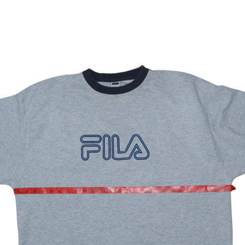 FILA Men’s Grey 2XL Pullover Fleece Sweatshirt Crew Neck Logo