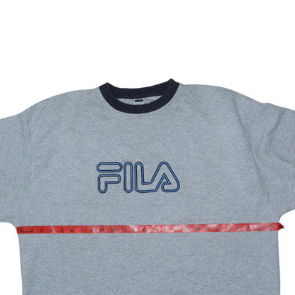 FILA Men’s Grey 2XL Pullover Fleece Sweatshirt Crew Neck Logo