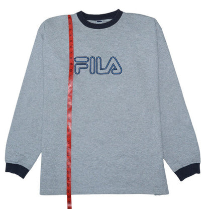 FILA Men’s Grey 2XL Pullover Fleece Sweatshirt Crew Neck Logo
