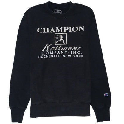 Champion Men’s Black Pullover Sweatshirt S Retro Embroidered Logo