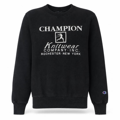 Champion Men’s Black Pullover Sweatshirt S Retro Embroidered Logo